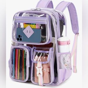 💜Transparent Clear Lavender Backpack with Multiple Pockets